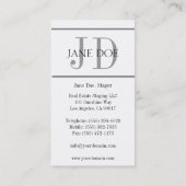 不動産の経験豊かな人のストライプの白 名刺 (裏面)