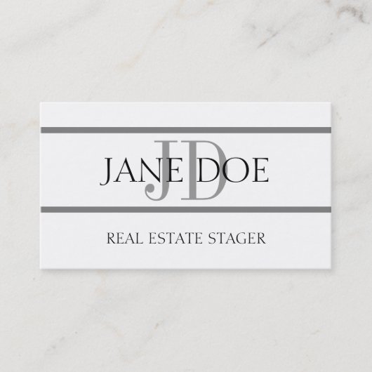 不動産の経験豊かな人のストライプの白 名刺 (正面)