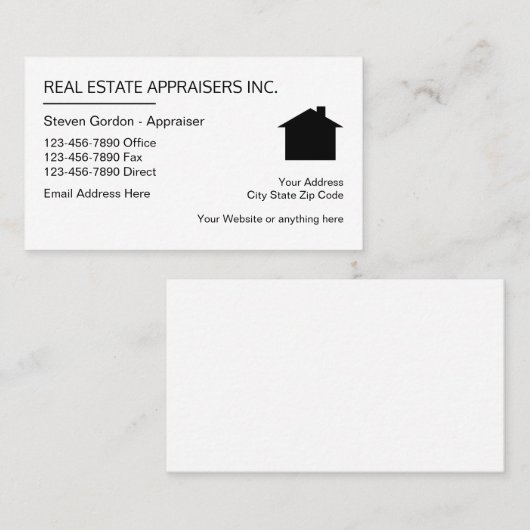 不動産の評価人のシンプルな設計 名刺 (正面/裏面)