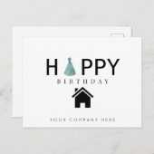 不動産の誕生日帽子お誕生日おめでとう ポストカード (正面/裏面)