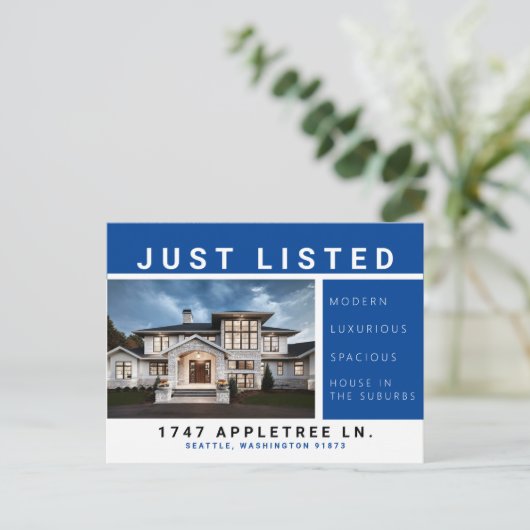 不動産の郵便はがきの青のちょうどリストされた贅沢 案内ポストカード (スタンド正面)