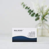 不動産の青い波のモダンの金属 名刺 (スタンド正面)