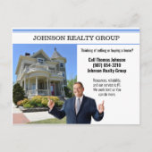 不動産エージェンシー ダイレクト メール モダン ブルー ストライプ ポストカード (正面)