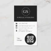 不動産エージェントのモノクロ写真QRコード 名刺 (裏面)