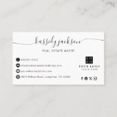 不動産エージェント エレガント スクリプト フォト QR コード 名刺 (裏面)