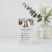 不動産エージェント グレー QR コード 写真 名刺 (スタンド正面)