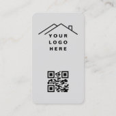 不動産エージェント グレー QR コード 写真 名刺 (裏面)