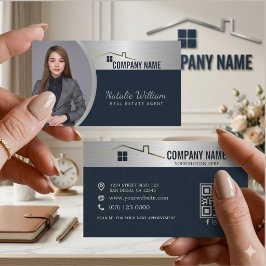 不動産エージェント シルバー ブルー プロフェッショナル 写真 コーリングカード