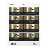 不動産エージェント | メタリックゴールド大理石の名刺 ラベル (フルシート)