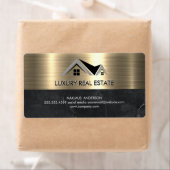 不動産エージェント | メタリック ゴールド マーブル ビジネスカード ラベル (インサイチュ)