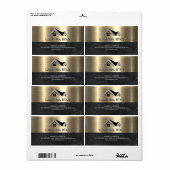 不動産エージェント | メタリック ゴールド マーブル ビジネスカード ラベル (フルシート)