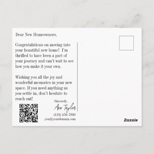 不動産エージェント 引っ越しおめでとう ポストカード (裏面)