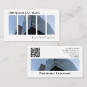 不動産エージェント QRコード 近代的なオフィスビル 名刺 (正面/裏面)