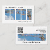 不動産エージェント QRコード 近代的なオフィスビル 名刺 (正面/裏面)