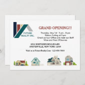 不動産オフィスグランドオープン招待状 招待状 (正面/裏面)