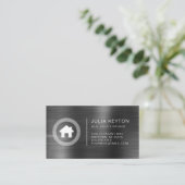 不動産ハウス ロゴ ギリシャ鍵 フレーム チャコール 名刺 (スタンド正面)