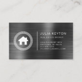 不動産ハウス ロゴ ギリシャ鍵 フレーム チャコール 名刺 (正面)