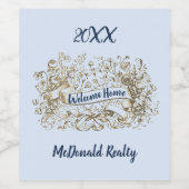 不動産ビジネス ゴールド ヴィンテージ ウェルカムホーム リアルター ワインラベル (シングルラベル)