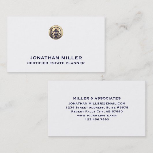 不動産プランナー名刺 |白と金ゴールド 名刺 (正面/裏面)