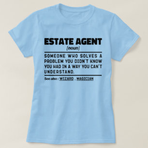 不動産代理名名詞不動産実在代理引用文 Tシャツ