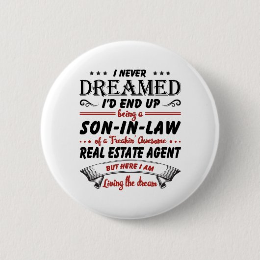 不動産代素晴らし実在法息子 缶バッジ (正面)