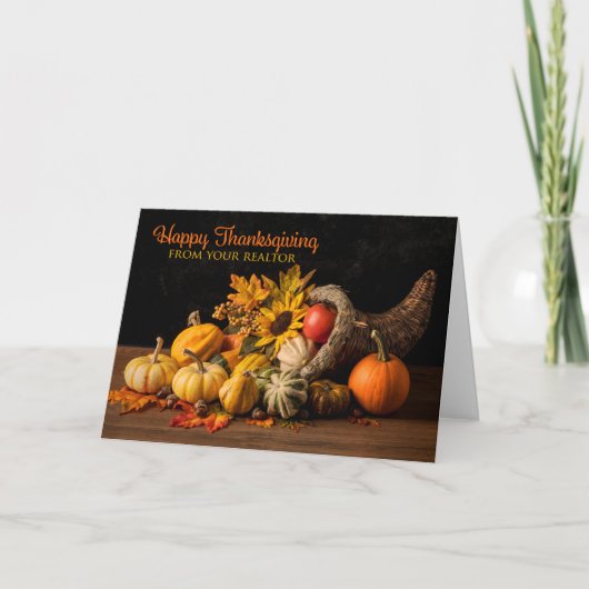 不動産仲介のプリティーなコルヌコピア Happy Thankgiving シーズンカード (正面)