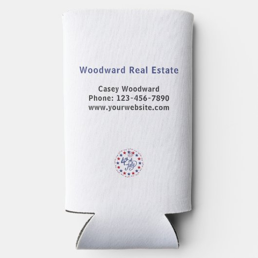 不動産仲介業者ありがとう | 7月4日の夏の愛国心 スリム缶クーラー (裏面)