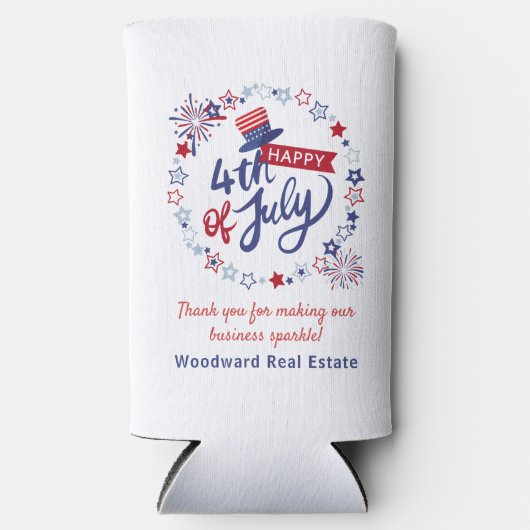 不動産仲介業者ありがとう | 7月4日の夏の愛国心 スリム缶クーラー (正面)