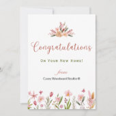 不動産仲介業者おめでとうパーソナライズされた花 カード (正面)