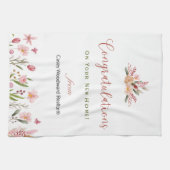 不動産仲介業者おめでとうパーソナライズされた花 キッチンタオル (横)