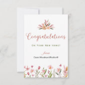 不動産仲介業者おめでとうパーソナライズされた花 ノートカード (正面)