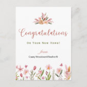 不動産仲介業者おめでとうパーソナライズされた花 ポストカード (正面)