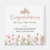 不動産仲介業者おめでとうパーソナライズされた花 マグネット (正面)