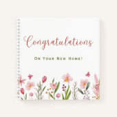 不動産仲介業者おめでとう新しいホームフローラ水彩 ノートブック (正面)