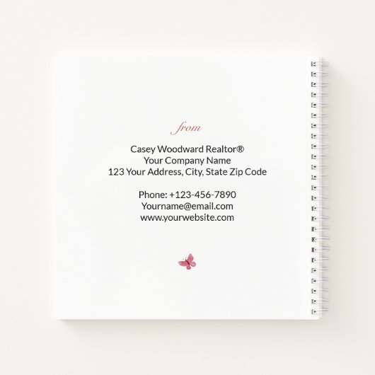 不動産仲介業者おめでとう新しいホームフローラ水彩 ノートブック (裏面)