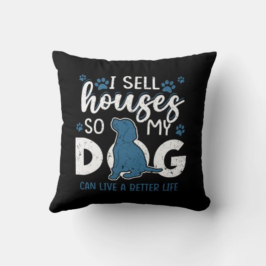 不動産仲介業者おもしろい犬がBに住めるように家を売る クッション (裏面)