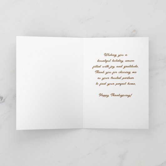 不動産仲介業者からクライアントへ感謝祭ビジネス カード (内部)