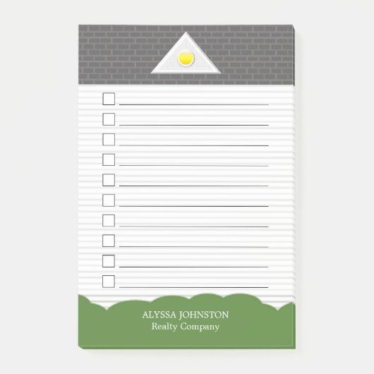 不動産仲介業者のかわいいホワイトハウスがIt後のメモをリストに載せる ポストイット (正面)