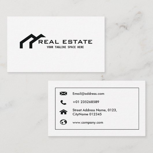 不動産仲介業者のための専門およびモダンな名刺 名刺 (正面/裏面)
