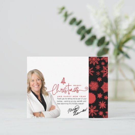 不動産仲介業者のクリスマスグリーティング、写真とメッセージ シーズンポストカード (スタンド正面)