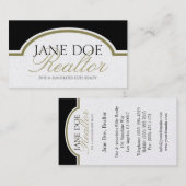 不動産仲介業者の不動産ブローカーの代理人の販売の金ゴールドの原稿 名刺 (正面/裏面)