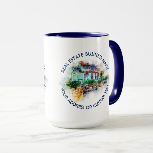 不動産仲介業者の代理店の不動産業および商号 マグカップ (正面右)