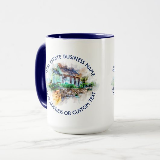 不動産仲介業者の代理店の不動産業および商号 マグカップ (正面左)