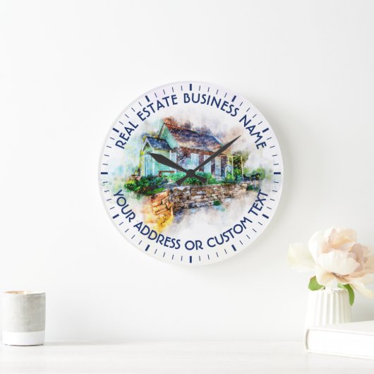 不動産仲介業者の代理店の不動産業および商号 ラージ壁時計 (ホーム)