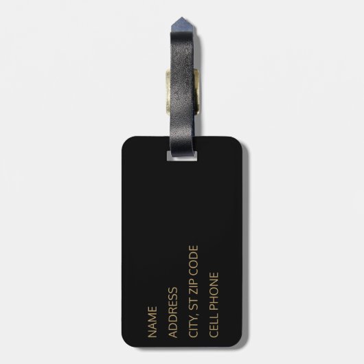 不動産仲介業者の代理店-黒および金ゴールド ラゲッジタグ (裏面縦)