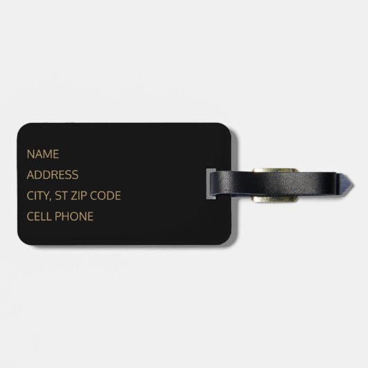 不動産仲介業者の代理店-黒および金ゴールド ラゲッジタグ (裏面横)