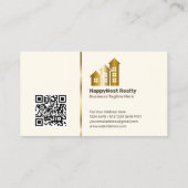 不動産仲介業者の個人写真、QRコード、ロゴが壊れた白 名刺 (裏面)