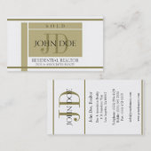 不動産仲介業者の印の金ゴールドはW/Wを縞で飾ります 名刺 (正面/裏面)