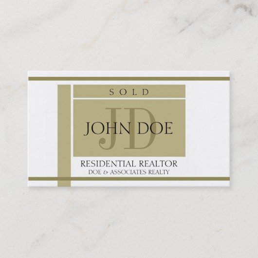 不動産仲介業者の印の金ゴールドはW/Wを縞で飾ります 名刺 (正面)
