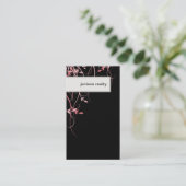 不動産仲介業者の名刺のエレガントで葉が多く黒いモモ 名刺 (スタンド正面)